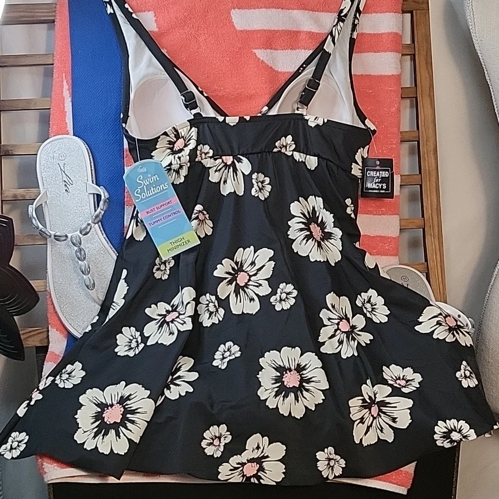 💥 NWT Swim Solutions Floral swim dress swimdress - Picture 2 of 9